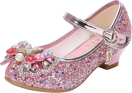 Amazon Co Jp Cloudkids 子供用 靴 女児 フォーマル靴 ドレスシューズ プリンセス風 ヒール付き 滑り止め キラキラ 可愛い 演出用 発表会 結婚式 パーティー ピンク 27 ベビー マタニティ
