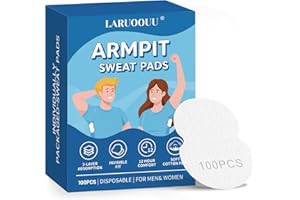 LARUOOUU Armpit Sweat Pads for Women and men, Underarm Sweat Pads can Easily Absorb Sweat and Neutralize Odors, Individually Packaged Sweat Pads for Under Arms Stay Confident (100 Count (Pack of 1))