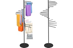 Royxen Scarf Organizer 20 Tiers, Hijab Organizer 60" Height, Purse Holder, Scarf Display for Clothing Store, Home, Black