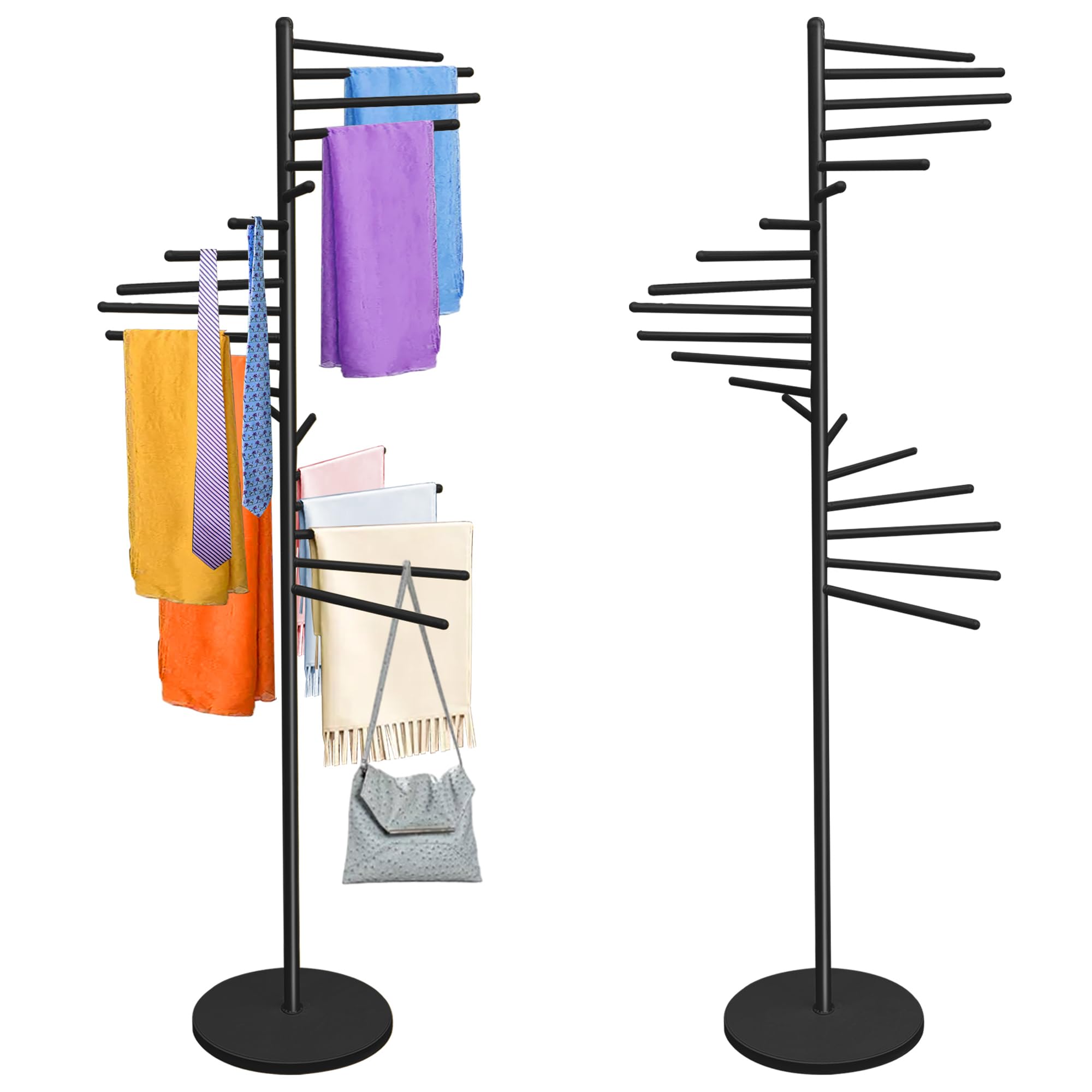 Photo 1 of Royxen Scarf Organizer 20 Tiers, Hijab Organizer 60" Height, Purse Holder, Scarf Display for Clothing Store, Home, Black