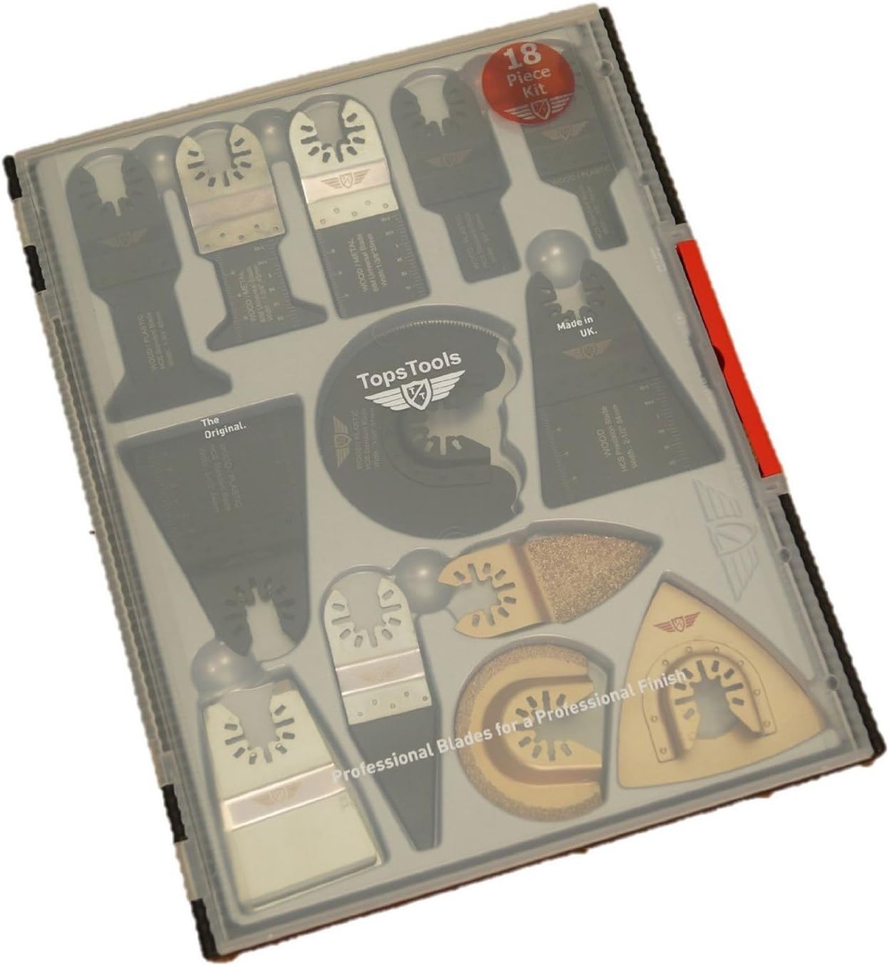 18 x TopsTools SW_FAK18 Fast Fit Mix Blades Case Box Set Compatible with Dewalt Stanley Black and Decker Bosch Fein (Non-StarLock) Makita Milwaukee Hitachi Parkside Ryobi Worx Workzone Multitool - Image 3