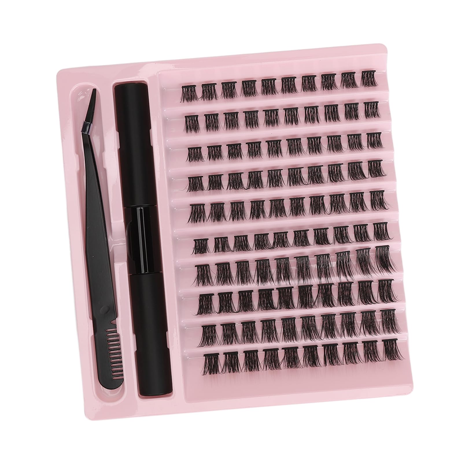 False Eyelashes Kit, DIY D Curly Eyelash Extension Kit 100 Clusters Skin-Friendly for Makeup