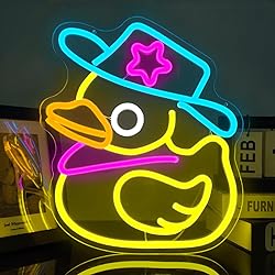 JanHune Duck Neon Sign Cowboy Hat Duck Neon Lights