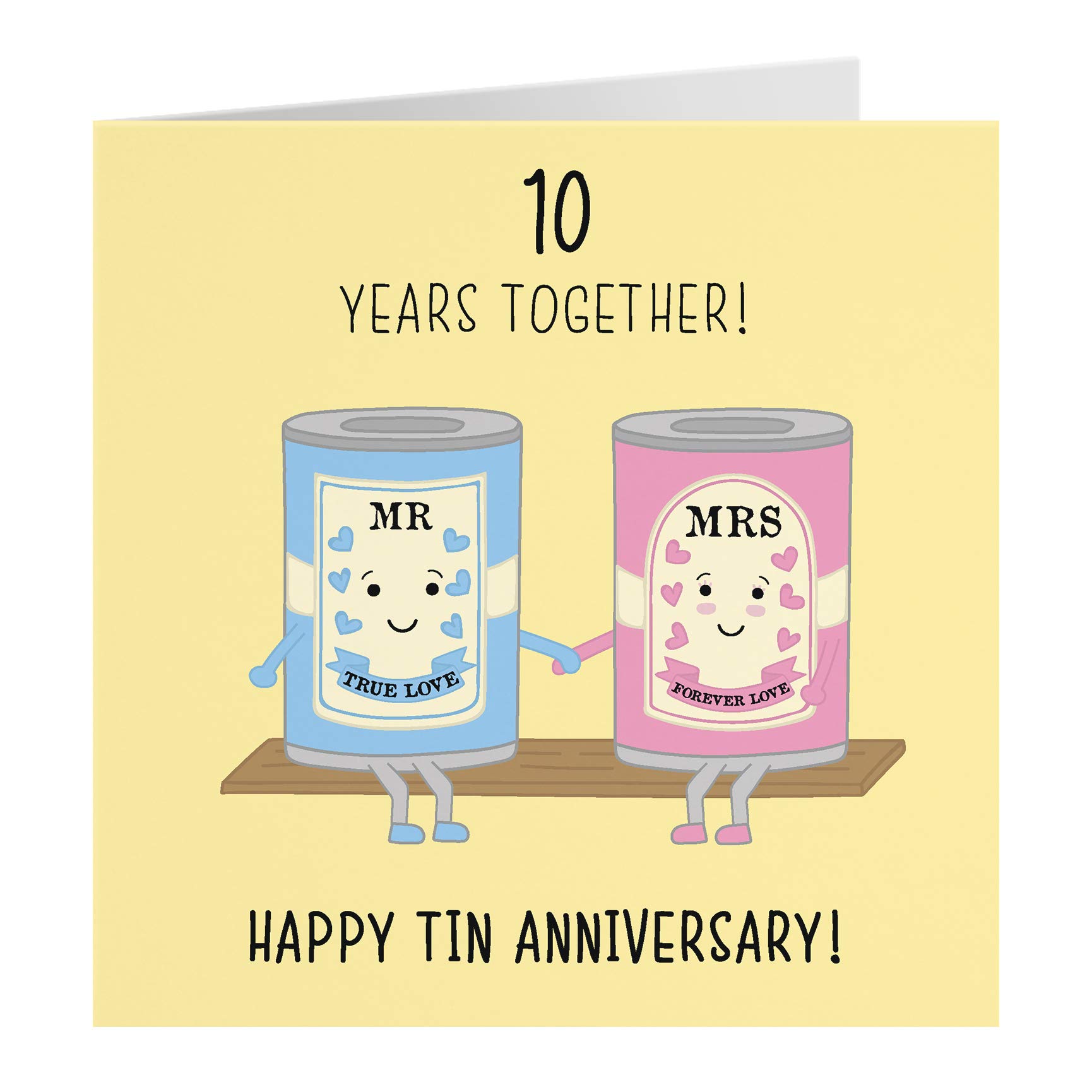 Hunts England 10th Wedding Anniversary Card - Tin Anniversary - Iconic Collection - Standard - 148 x 148 mm