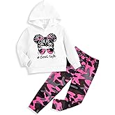 BAVADER Toddler Girl Clothes Camo Graphic Hoodie Sweatshirt Little Girls Clothes Leggings Sweatpants 2PCS Outfits 3-8Y