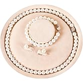Pearl Necklace Set, featuring an exquisite bracelet, stud earrings, and necklace. This pearl necklace, bracelet, and ring ensemble radiates elegant charm, effortlessly elevating the sophistication of everyday attire. Perfect for weddings, banquets, or birthday celebrations, it also makes a thoughtful gift for women