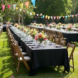 sancua Black Rectangle Tablecloths for 8 Foot