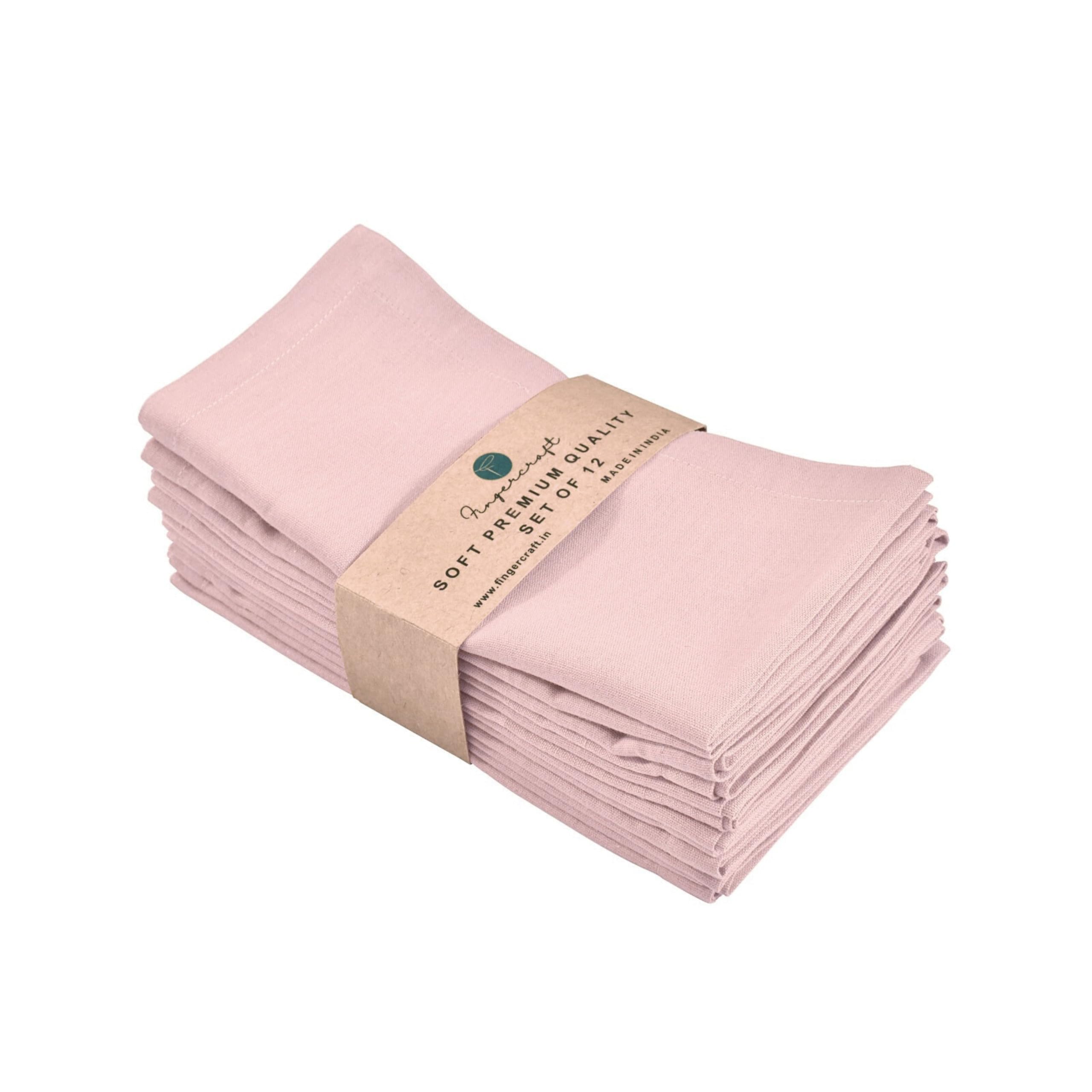Fingercraft Dinner Cloth Napkins Washable Set of 12 Cotton Linen Blend Premium Quality Soft Durable Mitered Corners for Everyday Use Hotel Restaurant Easter Special Color Dusty Pink