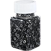 QQUUAYY 1000 Pcs 5mm Silicone Beads for Hair Extensions Black,for I Tip Hair Extensions Pre-Loaded Micro Rings Links Kit