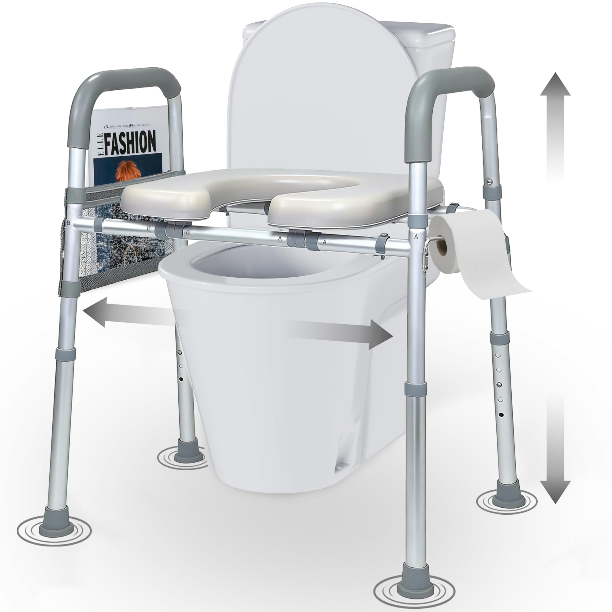 Photo 1 of UNLICON Raised Toilet Seat with Handles, Toilet Seat Risers for Seniors Width and Height Adjustable Raised Toilet Seat with Handles for Elderly