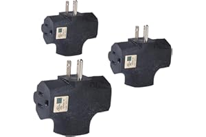 GFQHF 3 Way Plug Adapter - UL Listed - Outdoor Outlet Splitter 3 Prong - Electrical Outlet Extender, Wall Outlet Expander, Outdoor Heavy Duty Triple Plug Outlet Adapter 3PCS Black