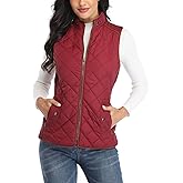 MISS MOLY Women Lightweight Quilted Padded Vest Stand Collar Zip Up Front Gilet Quilted