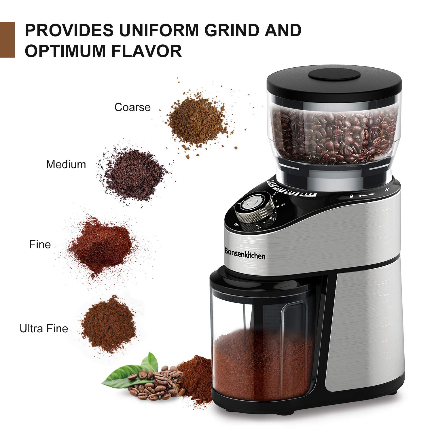 Mua Stainless Steel Conical Burr Coffee Grinder, Automatic Electric