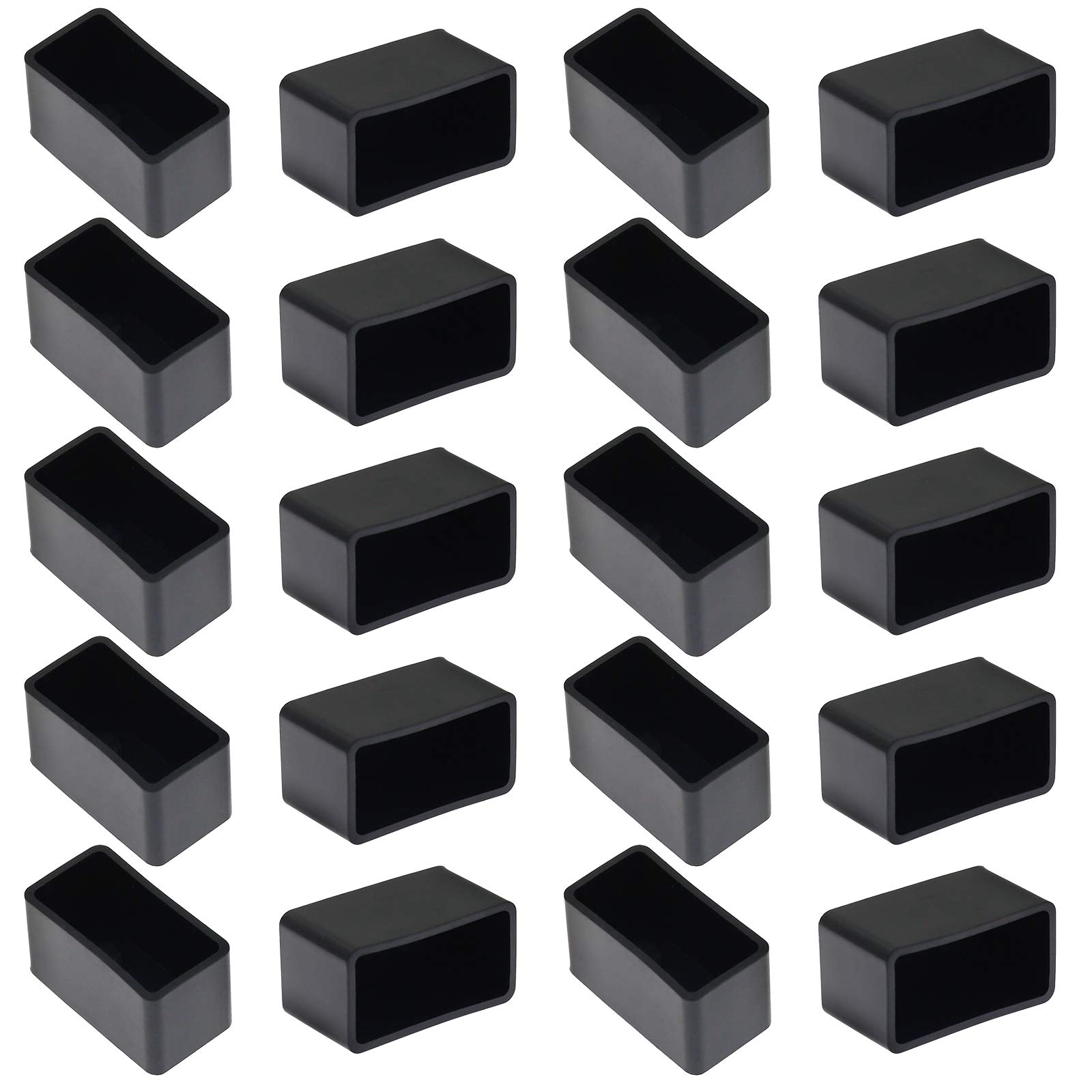 Photo 1 of Bonsicoky 20Pcs Rectangle Rubber Furniture Leg Caps (3/4" x 1-1/2"), Vinyl Flexible Chair Leg Floor Protectors for Patio Indoor Chair Table Bed, 19 x 39mm