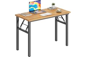 DlandHome Folding Desk Small Desk 31.5 inches Small Computer Desk for Home Office Folding Table Writing Table for Small Spaces No Assembly Required Teak & Black Frame