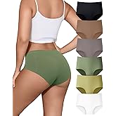 LEVAO Women's High Waisted Seamless Underwear No Show Full Coverage Briefs Stretchy Invisible Panties Cheeky Pack of 6
