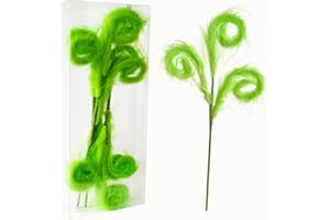 CHERICA 6 Pcs Grinchs Christmas Tree Decorations, 17 Inch Lime Green Christmas Oraments Tree Picks, Grinchmas Tree Topper Filler Decor, Green Feathers Furry Picks for Xmas