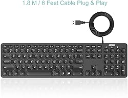 Arteck Backlit USB Wired Full Size Keyboard with