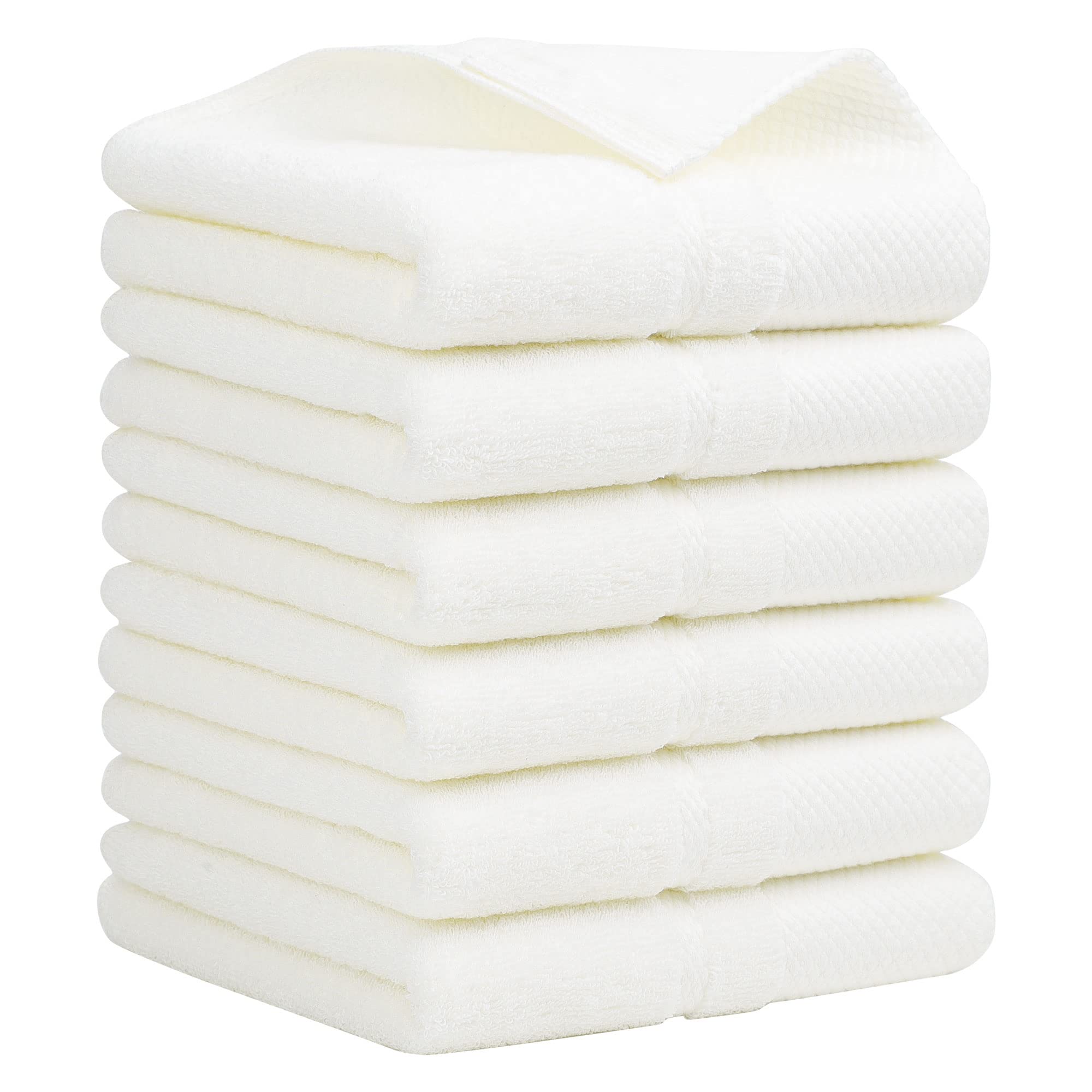 PiccoCasa Hand Towels for Bathroom Set of 6, 100% Combed Cotton 600 GSM Face Towels, 34 x 74cm Bathroom Towels Highly Absorbent for Kitchen - Hotel & Spa Quality Hand Towel Set Beige