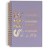 QLMX Purple Gold She Is Me Self Love Spiral Notebook, Inspirational Self Care Journal Notebook, Self Love Notebooks for School Work, Positive Office Supplies Gifts for Women Girls, 5.5x8.3 Inch