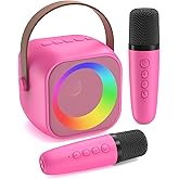 Jeefu Karaoke Machine for Kids, Toys for 3-12 Years Old Girls Gifts, Kids Karaoke Microphone Machine Toy, Best Fun Christmas Birthday Gifts for 5 6 7 8 9 10 11 Years Teens Girl Boys Rose 2 Mic
