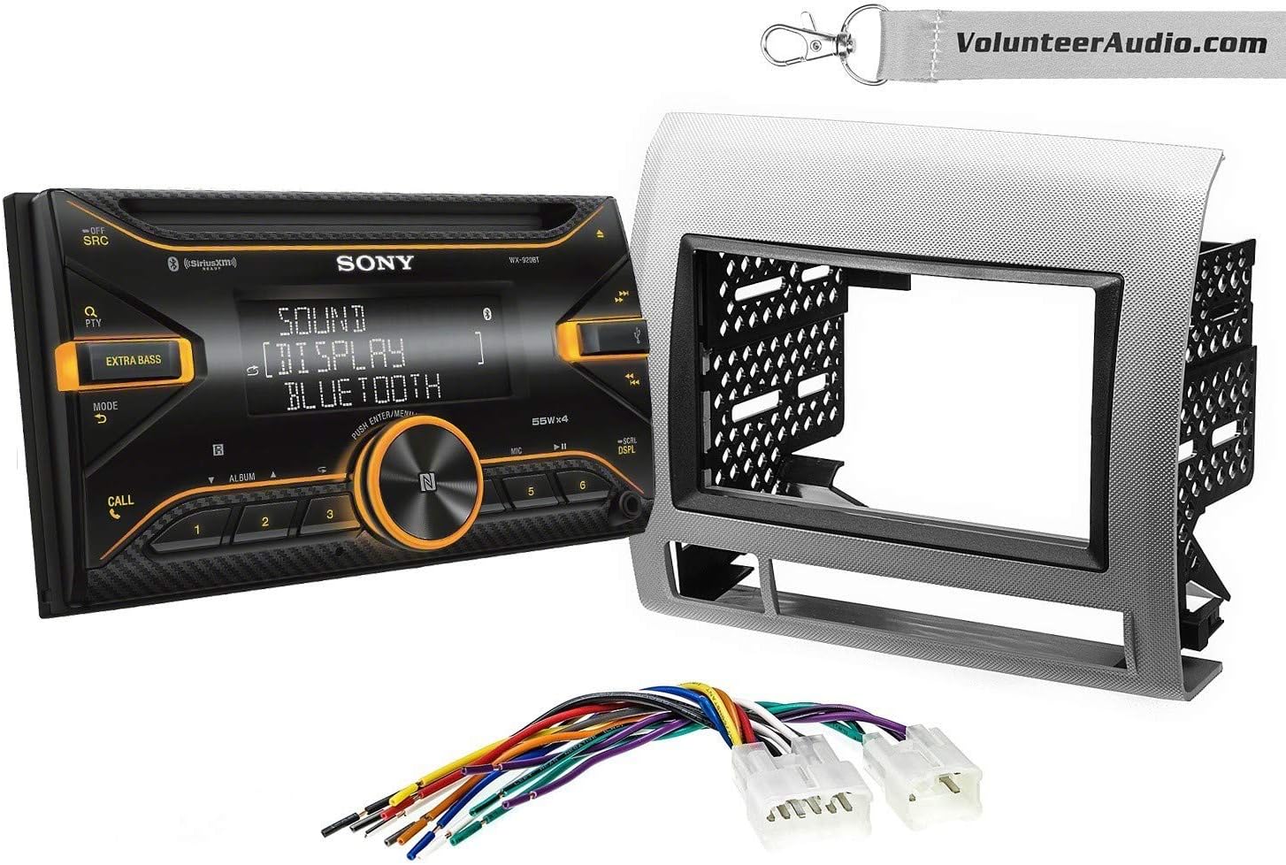 Sony WX-920BT Double Din Radio Install Kit With Sirius XM Ready, USB/AUX, CD Player Fits 2005-2011 Non Amplified Toyota Tacoma (Silver Textured)