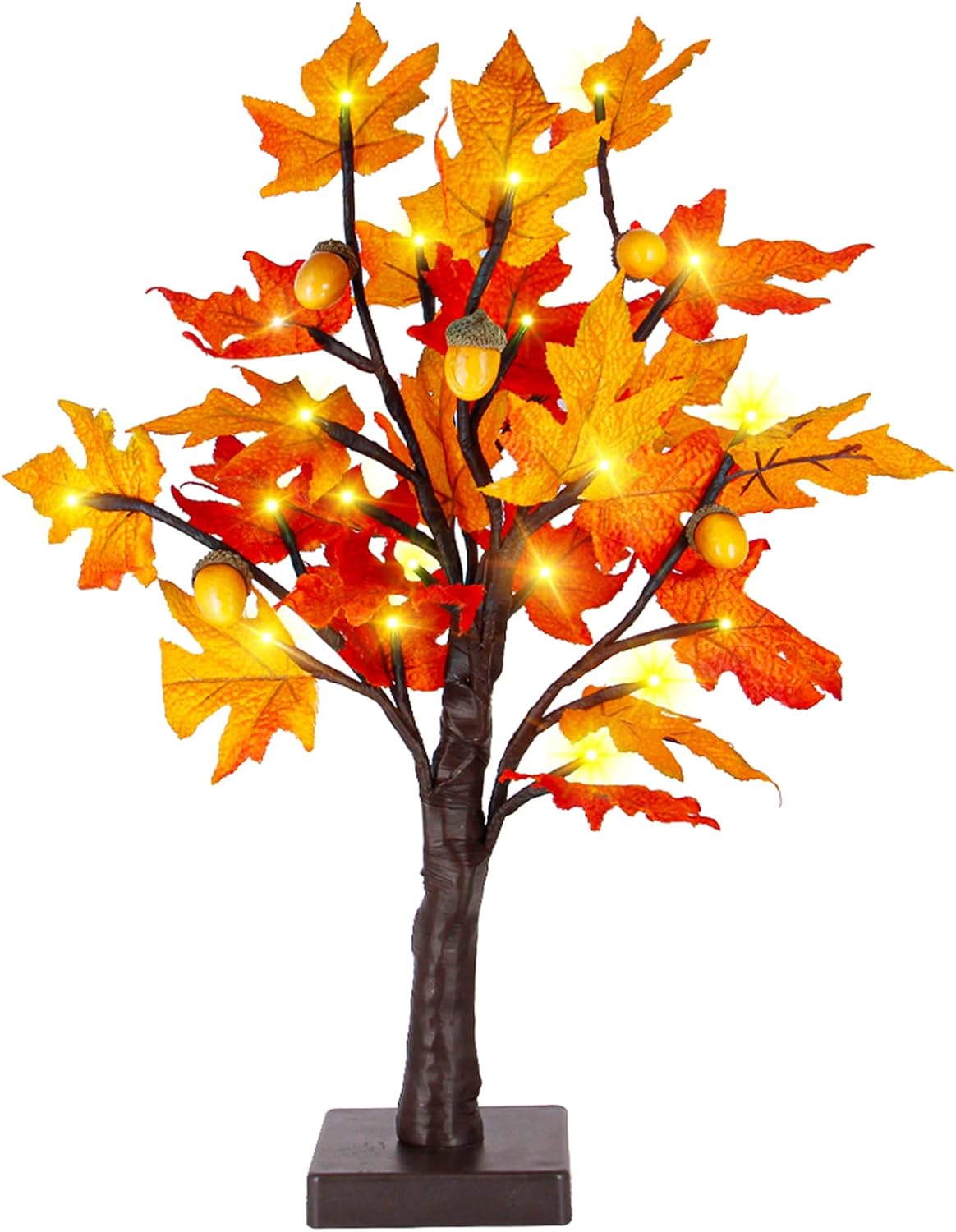 Trees - Twinkle Star 24 LED Tabletop Lighted Maple Tree Battery Operated, Thanksgiving Table Decoration Lights, Maple Leaves and Acorn Autumn Tree for Indoor Home Bedroom Fall Decorations