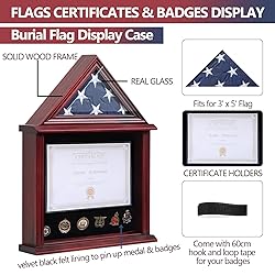 Tieeqe Solid Wood Flag Display Case Military Shadow