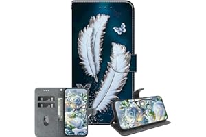 IVY Handmade Painted Wallet Case for Samsung Galaxy S23 Ultra,Crystal Texture Design with Kickstand & Card Holder - White But