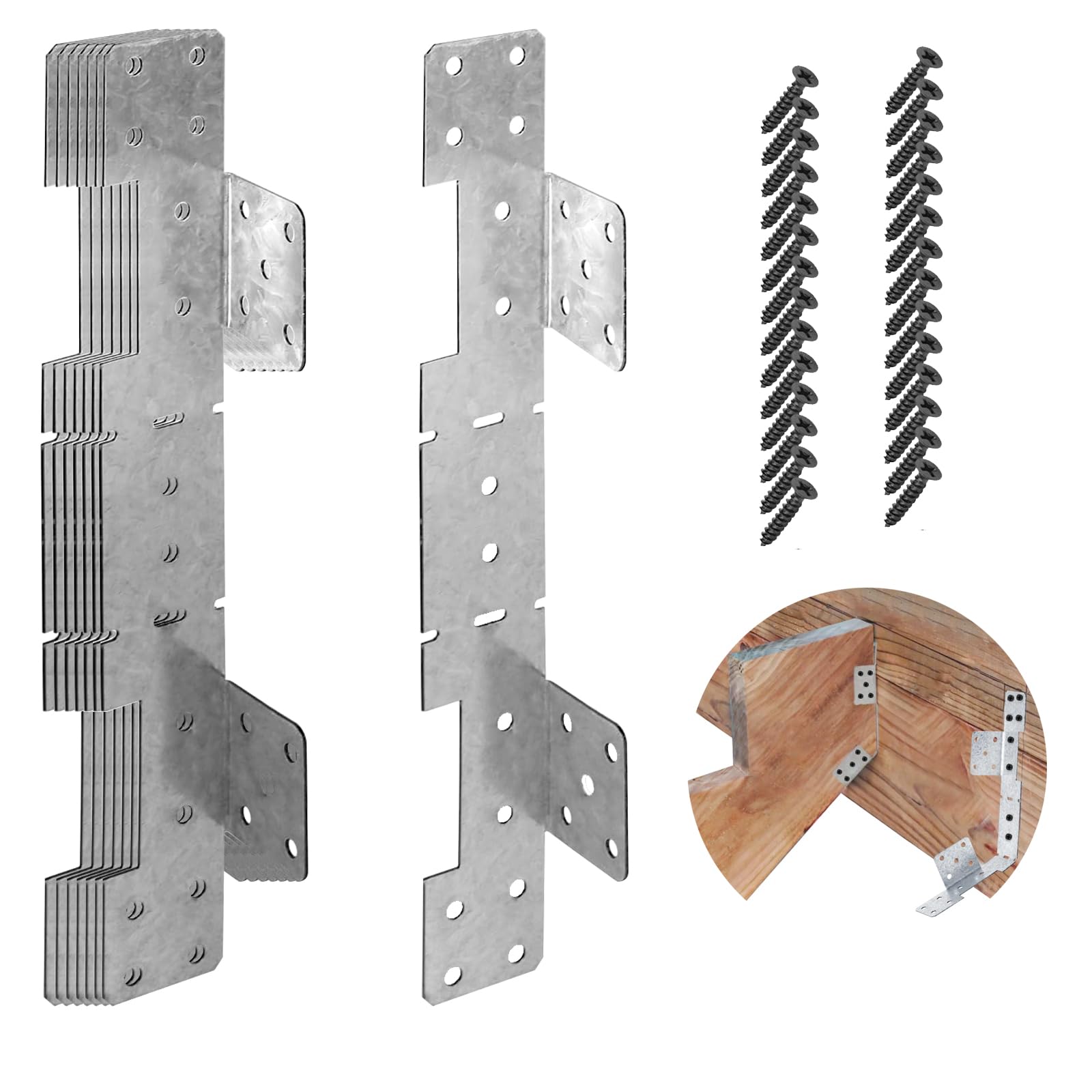 Photo 1 of Galvanneal 18-Gauge Adjustable Stair-Stringer Connector, Interchangeable Concealed Stringer Hanger, Tie Straps Bracket Steel Deck Stair Stringer Connector, Deck Brackets Screw Included - 8 PCS