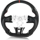 Voonke Hydro Dip Carbon Fiber Steering Wheel for Infiniti D-shaped Flat-bottom Preforated Leather Grip Hand-Stitched Steering Wheel for Infiniti Q50 2014-2017