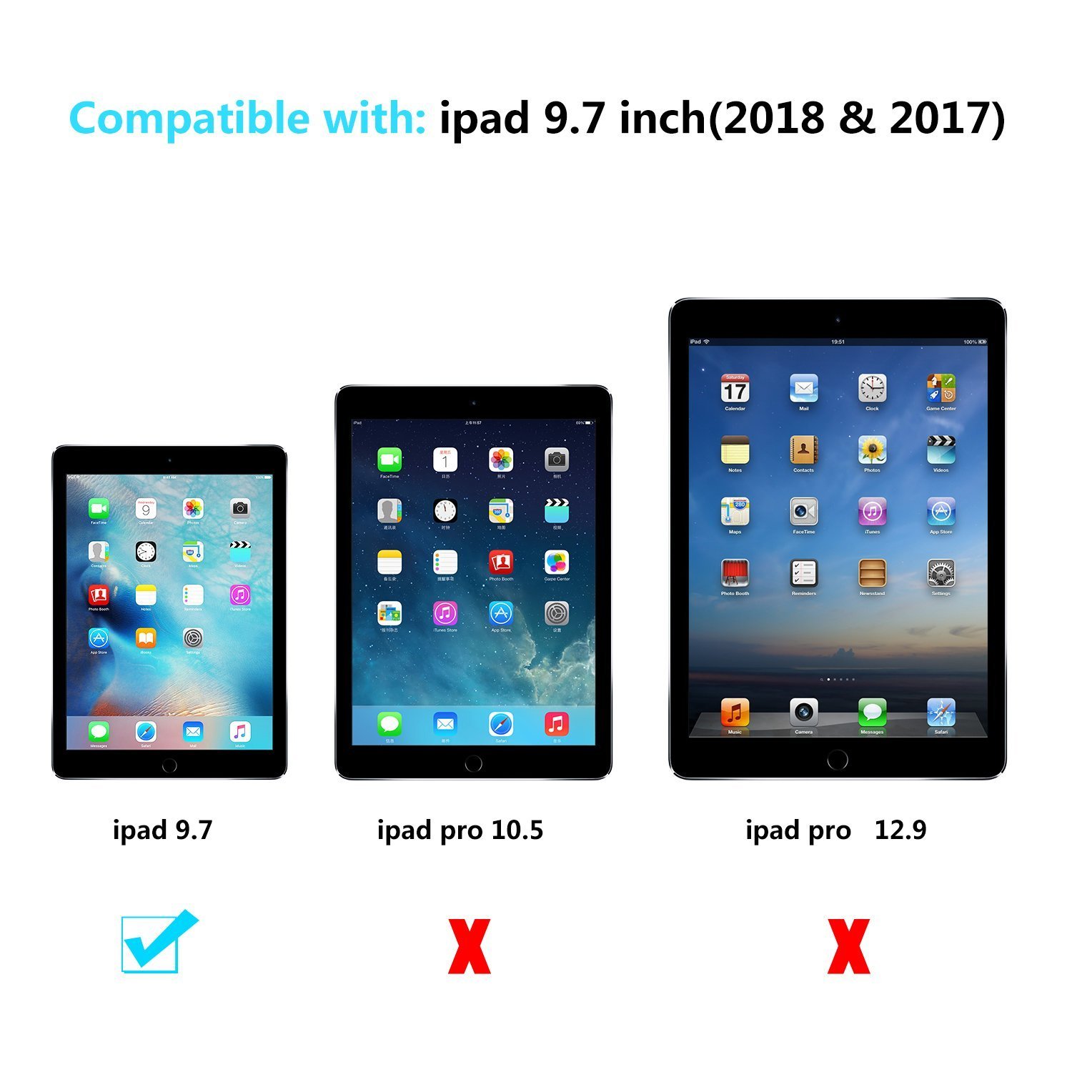 New iPad 9.7 inch 2018 2017/iPad Pro 9.7/iPad Air 2/iPad Air Screen Protector, GDSZHS High Definition Clear 9H Hardness Scratch Resistant Tempered Glass Screen Protector