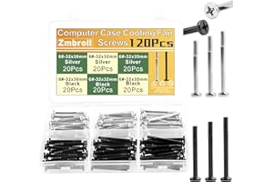 Zmbroll Computer Cooling Fan Mount Screws PC Computer Fan Screw 120Pcs #6-32x30/32/35mm Long Radiator Mounting Screw Cross Re