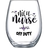 Zoey Christina NICU Nurse Off Duty Wine Glass – 18oz Stemless Glass for Neonatal Nurses – Nurse Appreciation Gift Idea 0035