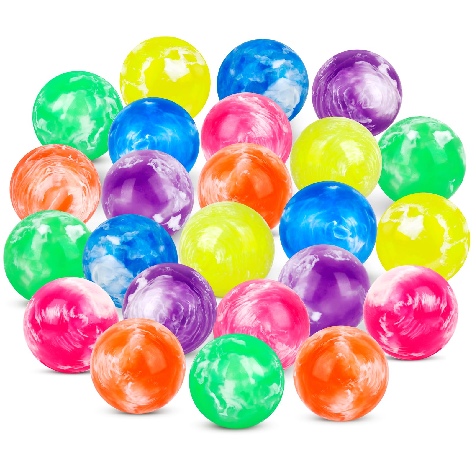 Hxezoc 24 Pcs Bouncy Balls for Kids, 32mm 6 Colors Rubber Bounce Balls Bulk for Party Favors, Goodie Bag Fillers, Easter Gift Bag Stuffers, Basket Stuffers, Classroom Prizes