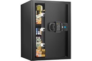 RXUJYC 2.8 Cub Large Home Safes Water and Fireproof, Digital Home Security Safe Box with Programmable Keypad, Spare Keys and Removable Shelf, Fireproof Safe for Home Document Money Valuables