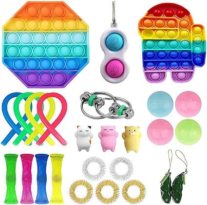 Amazon Com Fidget Toy Set Fidget Pack Cheap Toys Set Fidget Toys Pack Fidget Set Sensory Relieves Stress Anxiety For Kids Adults Fidgeting Game Kill Time A 26 Piece Set Toys Games