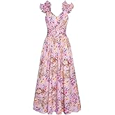GRACE KARIN 2025 Women's Summer Floral Print Dress Sleeveless Casual Flowy Sundress A Line Ruffle Wedding Guest Outfit