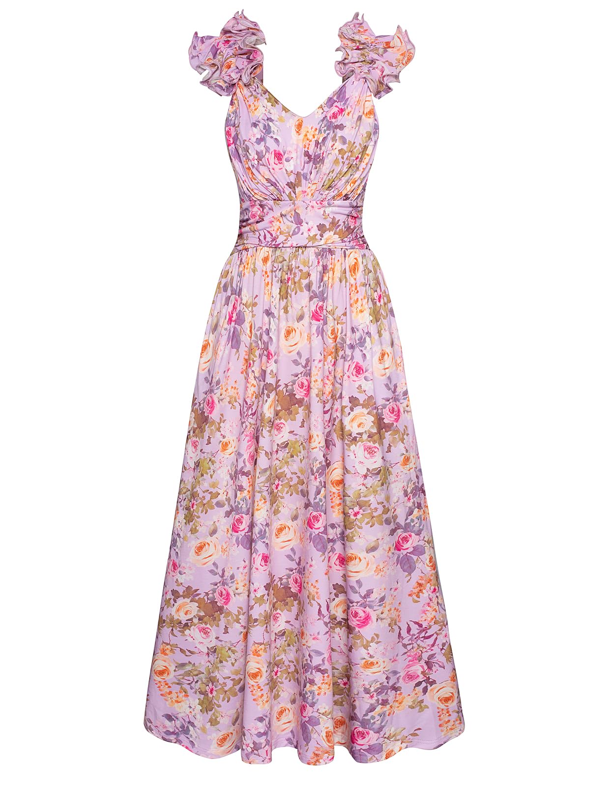 Photo 1 of GRACE KARIN 2025 Women's Summer Floral Print Dress Sleeveless Casual Flowy Sundress A Line Ruffle Wedding Guest Outfit Purple Floral S