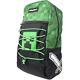 Bioworld Minecraft Bungee Backpack Bookbag Green Black Creeper Print