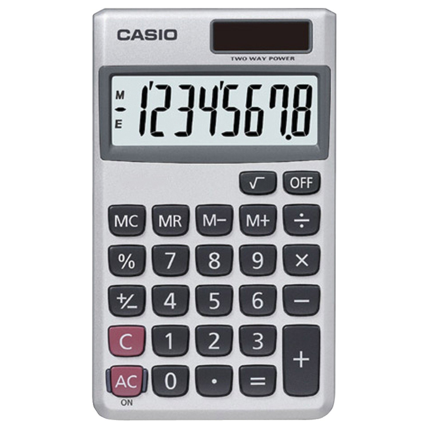 Casio SL-300SV, 8 Digit Pocket Calculator, Silver