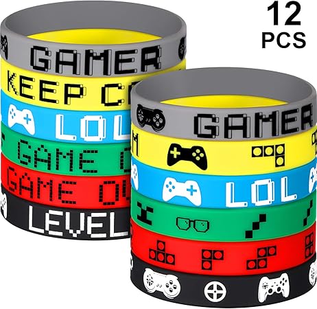 Amazon Jovitec ビデオゲームブレスレット ゴムブレスレット ゲームパーティー リストバンド サプライ カラーシリコンブレスレット ゲーマー誕生日パーティー記念品 12 Pieces Jovitec Rubber Bracelet 01 メイキングトイ おもちゃ
