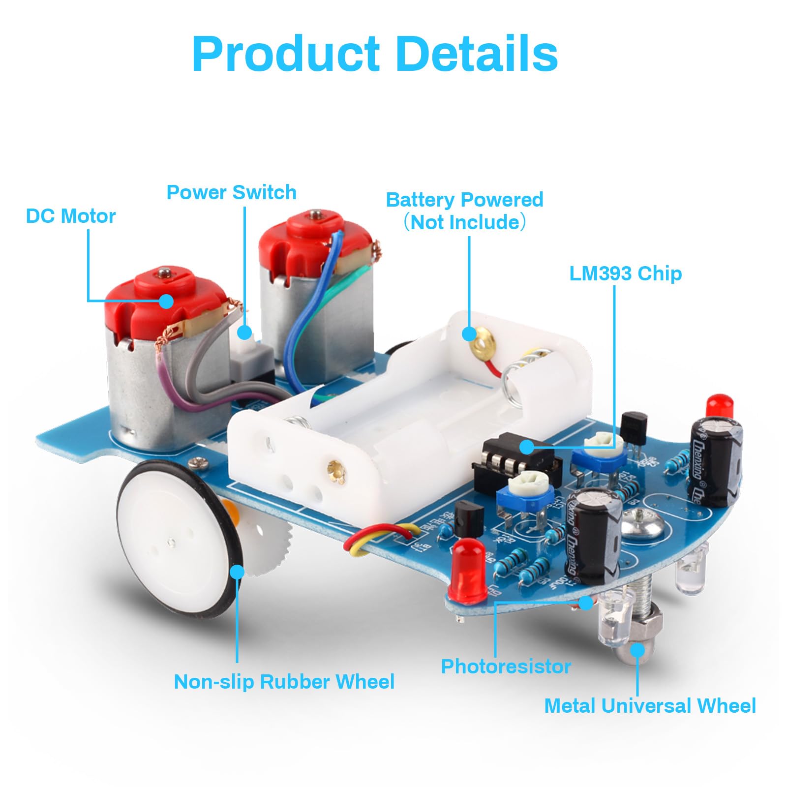 MiOYOOW Line Following Robot Car Kit, Beginners Smart Car Soldering Practice Kit STEM Educational Electronics Soldering Projects for School and Home Learning