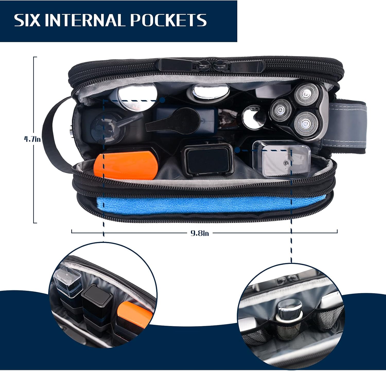 Toiletry Bag for Men, IKINHO Mens Toiletry Bag,Travel Toiletry Organizer Dopp Kit Water-Resistant Shaving Bag, Hanging Travel Bags for Toiletries, Perfect Travel Accessories Toiletry Bag (Black)