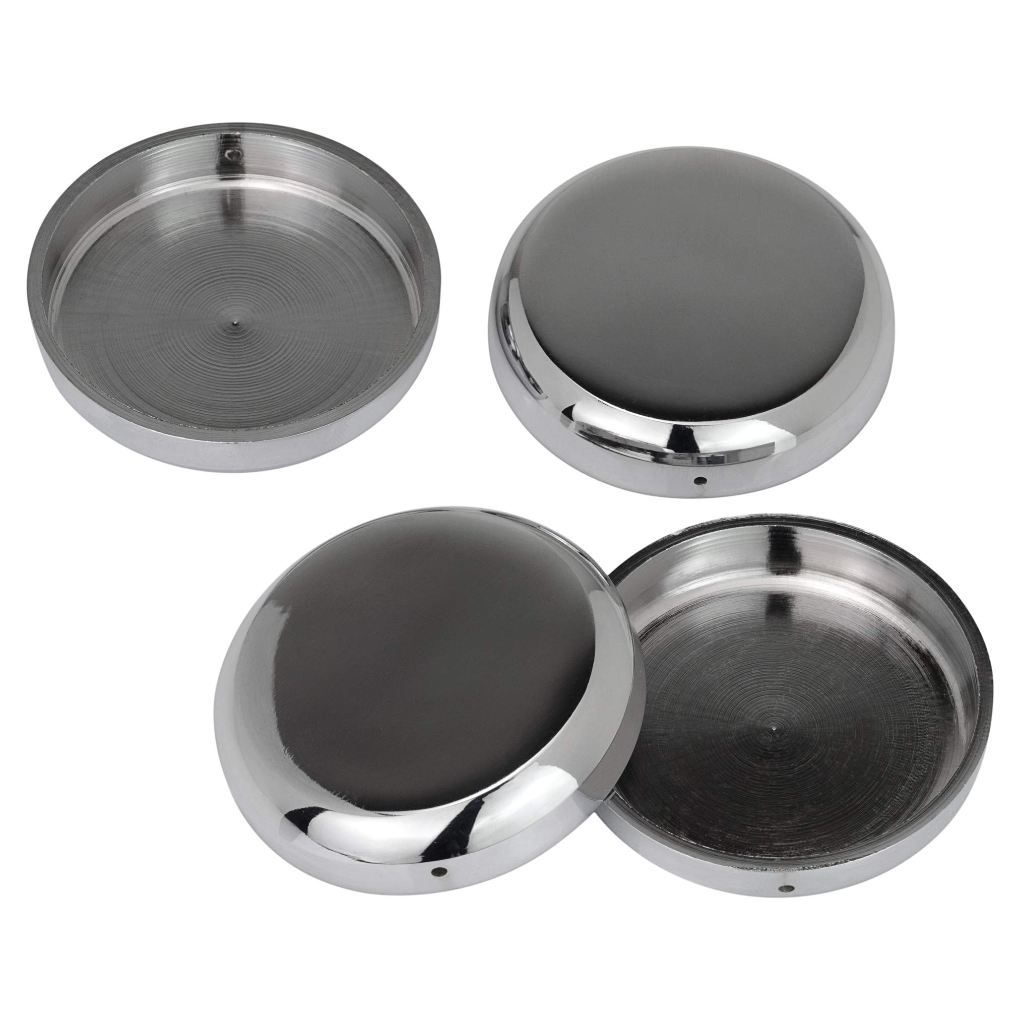 Solid Brass Castor Cups (Set of 4) – Chrome/Silver Finish – Antique Vintage – Genuine Solid Brass – UK Company