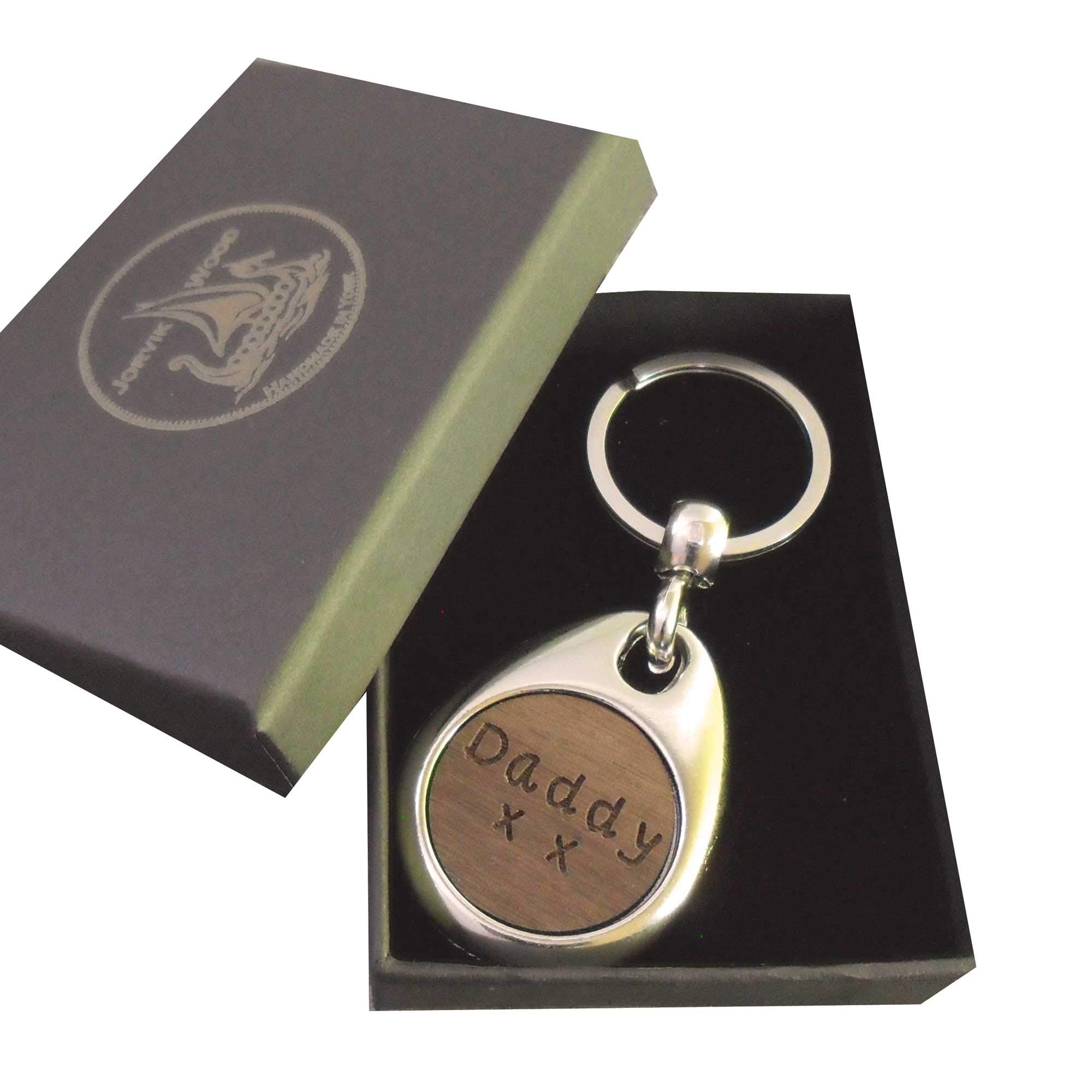 Jorvik Wood Daddy Design Wooden Keyring with Gift Box
