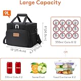 Lifewit 9L Insulated Lunch Bag 12 Can Soft Cooler Black view 4