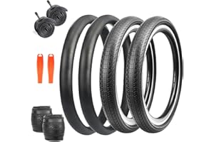 BALINGE 20/24/26 x 1.75 Bike Tire 1/2 Pack Moutain Folding Replacement Tires Fits Most Bikes,BMX Tires,Black - 1/2 Tire 2 Tubes/no Tubes 2 Levers