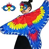 iROLEWIN Double-Sided Bird-Wings-Costume for Kids Parrot-Costume 3D Bird Mask as Toddler Dress-Up Animal Birthday Gifts Toy