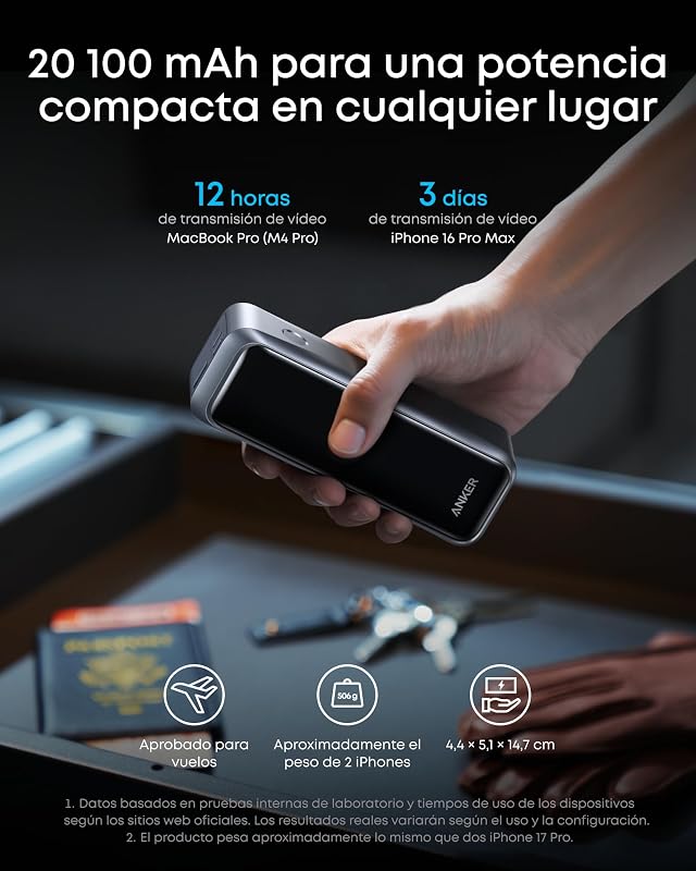 Prime Power Bank 20.100 mAh, 220 W, 3 Puertos